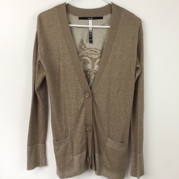 Kensie V-Neck Owl Cardigan - Picture 1 of 6